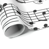 Papier Cadeau Notes de musique feuille (Coin rond)