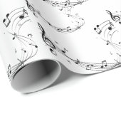 Papier Cadeau Notes de musique Motif noir et blanc (Coin rond)