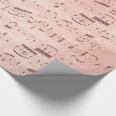 Papier Cadeau Notes de musique roses (Coin)