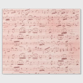 Papier Cadeau Notes de musique roses (Plat)