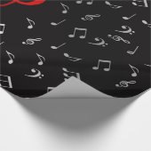 Papier Cadeau notes de musique rouge et noir argenté (Coin)