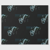 Papier Cadeau Notes de saxophone et de musique (Plat)