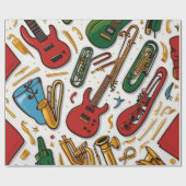 Papier Cadeau Notes et instruments Célébration musicale Annivers (Plat)
