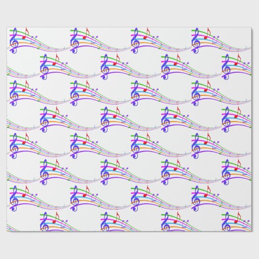 Papier Cadeau notes musicales arc-en-ciel (Plat)