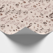 Papier Cadeau Notes musicales, barres, et symboles de fête (Coin)