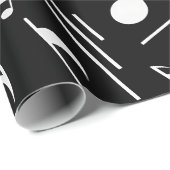 Papier Cadeau Notes musicales blanches sur noir (Coin rond)