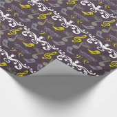 Papier Cadeau Notes musicales, Clefs et Oiseaux (Coin)