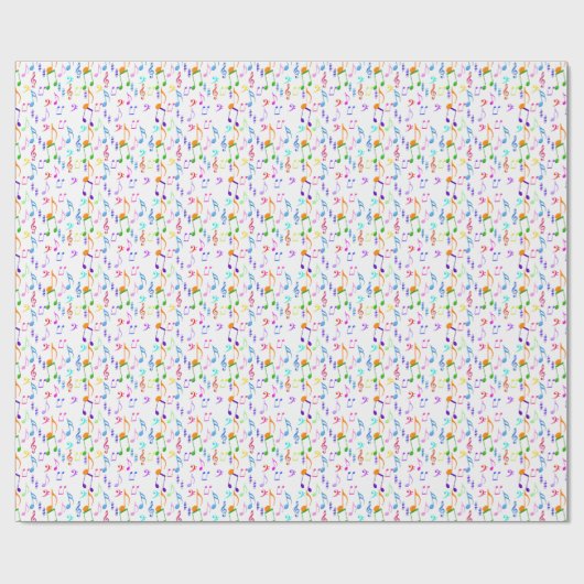 Papier Cadeau Notes musicales colorées (Plat)