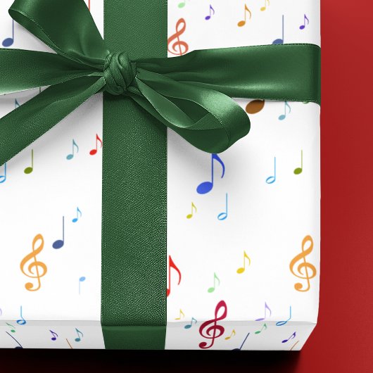 Papier Cadeau notes musicales colorées