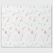 Papier Cadeau notes musicales colorées (Plat)