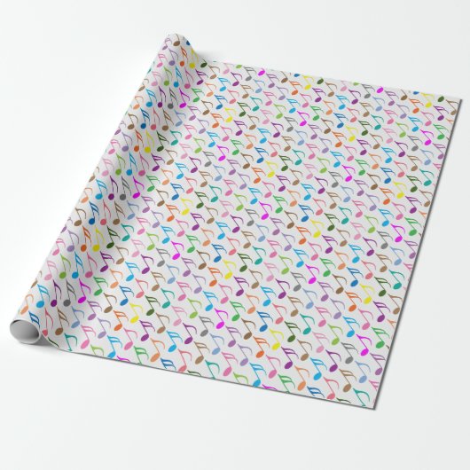 Papier Cadeau Notes musicales colorées motif (Déroulé)