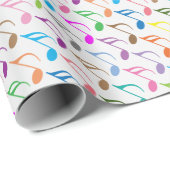 Papier Cadeau Notes musicales colorées motif (Coin rond)