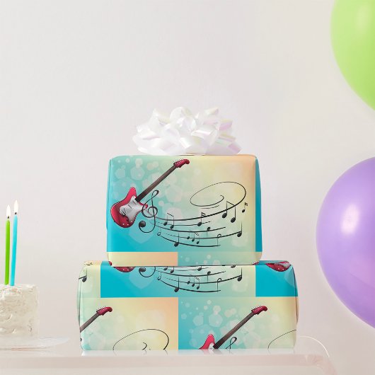 Papier Cadeau Notes musicales de guitare électrique