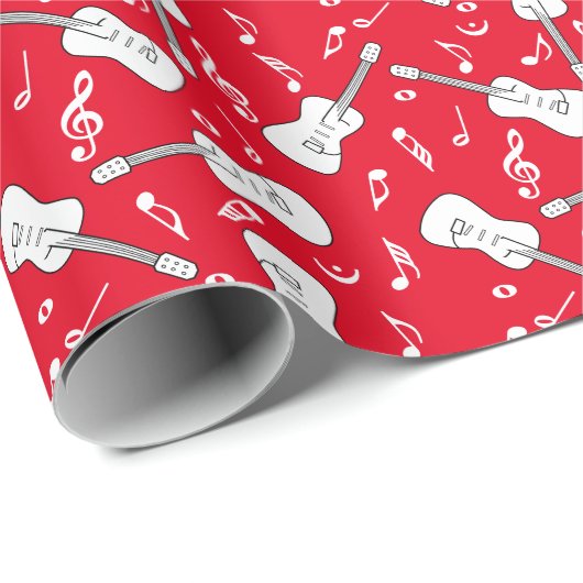 Papier Cadeau Notes musicales de Guitare Lines (Coin rond)