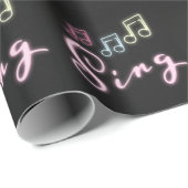 Papier Cadeau Notes musicales de Sing Neon (Coin rond)