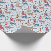 Papier Cadeau Notes musicales de violons à la ligne (Coin)