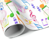 Papier Cadeau Notes musicales et bulles (Coin rond)
