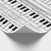 Papier Cadeau Notes musicales et papier d'emballage de piano (Coin)