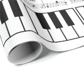 Papier Cadeau Notes musicales et papier d'emballage de piano (Coin rond)