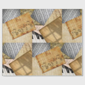 Papier Cadeau Notes musicales Feuille Vintage Musique Cadeau (Plat)
