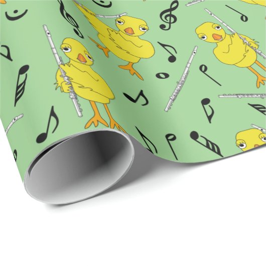 Papier Cadeau Notes musicales Flute Chick Débardeur (Coin rond)