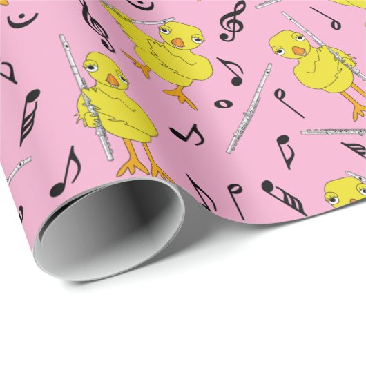 Papier Cadeau Notes musicales Flute Chick Débardeur (Coin rond)