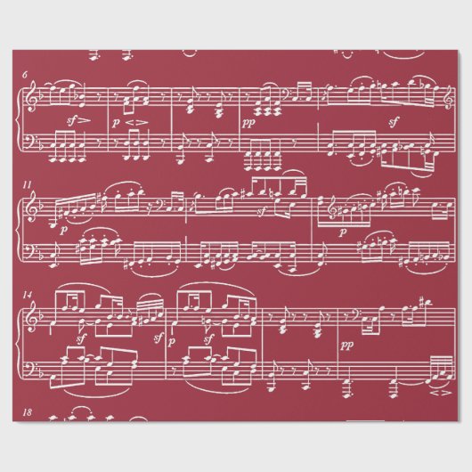 Papier Cadeau notes musicales joyeuses fêtes (Plat)