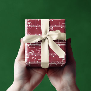 Papier Cadeau notes musicales joyeuses fêtes