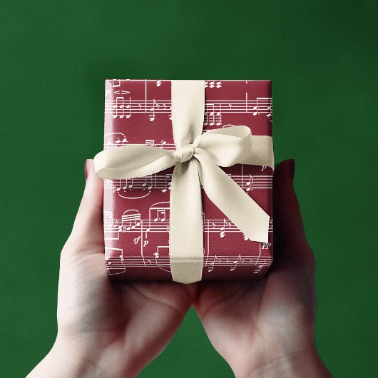 Papier Cadeau notes musicales joyeuses fêtes