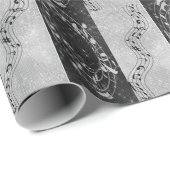 Papier Cadeau Notes musicales modernes en noir et blanc (Coin rond)