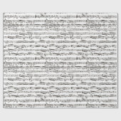 Papier Cadeau Notes musicales noires et blanches (Plat)