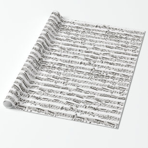 Papier Cadeau Notes musicales noires et blanches