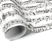 Papier Cadeau Notes musicales noires et blanches (Coin rond)