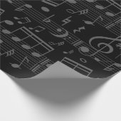 Papier Cadeau notes musicales noires partition musicale (Coin)