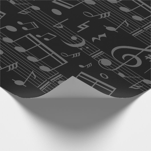 Papier Cadeau notes musicales noires partition musicale (Coin)