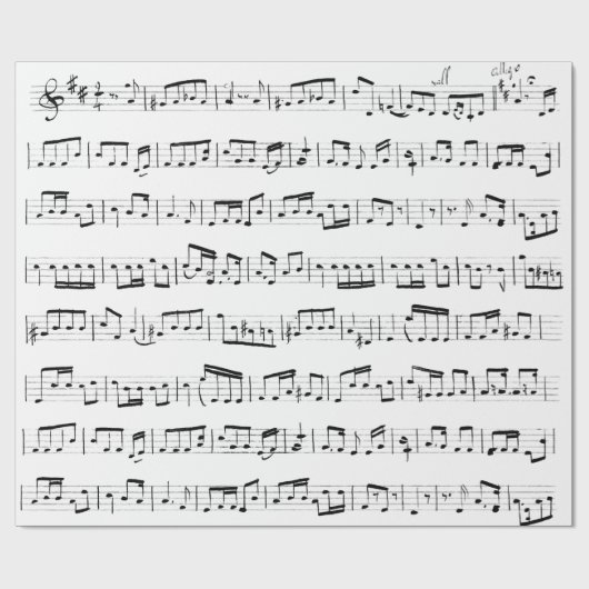 Papier Cadeau Notes musicales sur le blanc (Plat)