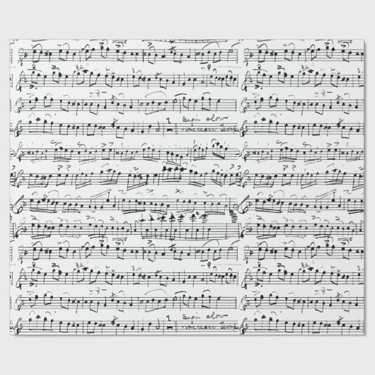 Papier Cadeau Notes musicales Vintages manuscrites (Plat)