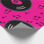Papier Cadeau notes musicales vinyle coeur rose (Coin)