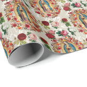 Papier Cadeau Notre-Dame de Guadalupe Vierge Marie Saint catholi (Coin rond)