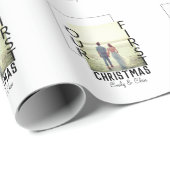 Papier Cadeau Notre premier Noël ajouter photo de nom de couple (Coin rond)