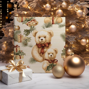 Papier Cadeau Nounours de Noël modernes