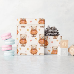 Papier Cadeau Nounours en chandail orange