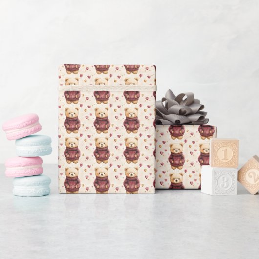 Papier Cadeau Nounours en pulls (Baby Shower)
