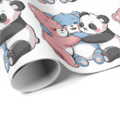 Papier Cadeau Nounours mignons avec Panda (Coin rond)