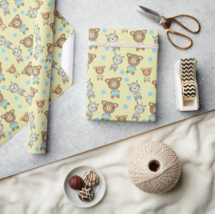 Papier Cadeau Nounours Ours Et Zèbre