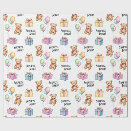 Papier Cadeau Nounours surpris par Natasha Us (Plat)