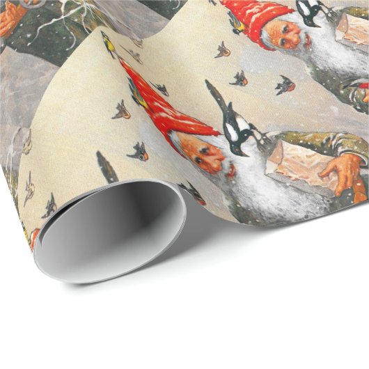 Papier Cadeau Nourrir les oiseaux (Coin rond)