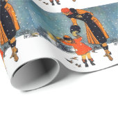 Papier Cadeau Nourrir les oiseaux par jour de neige (Coin rond)