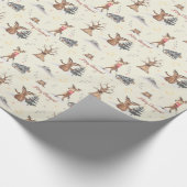 Papier Cadeau Nourriture Aquarelée Reindeer Tirant Sleigh Noël (Coin)