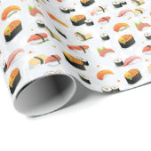 Papier Cadeau Nourriture japonaise : Motif de sushi (Coin rond)